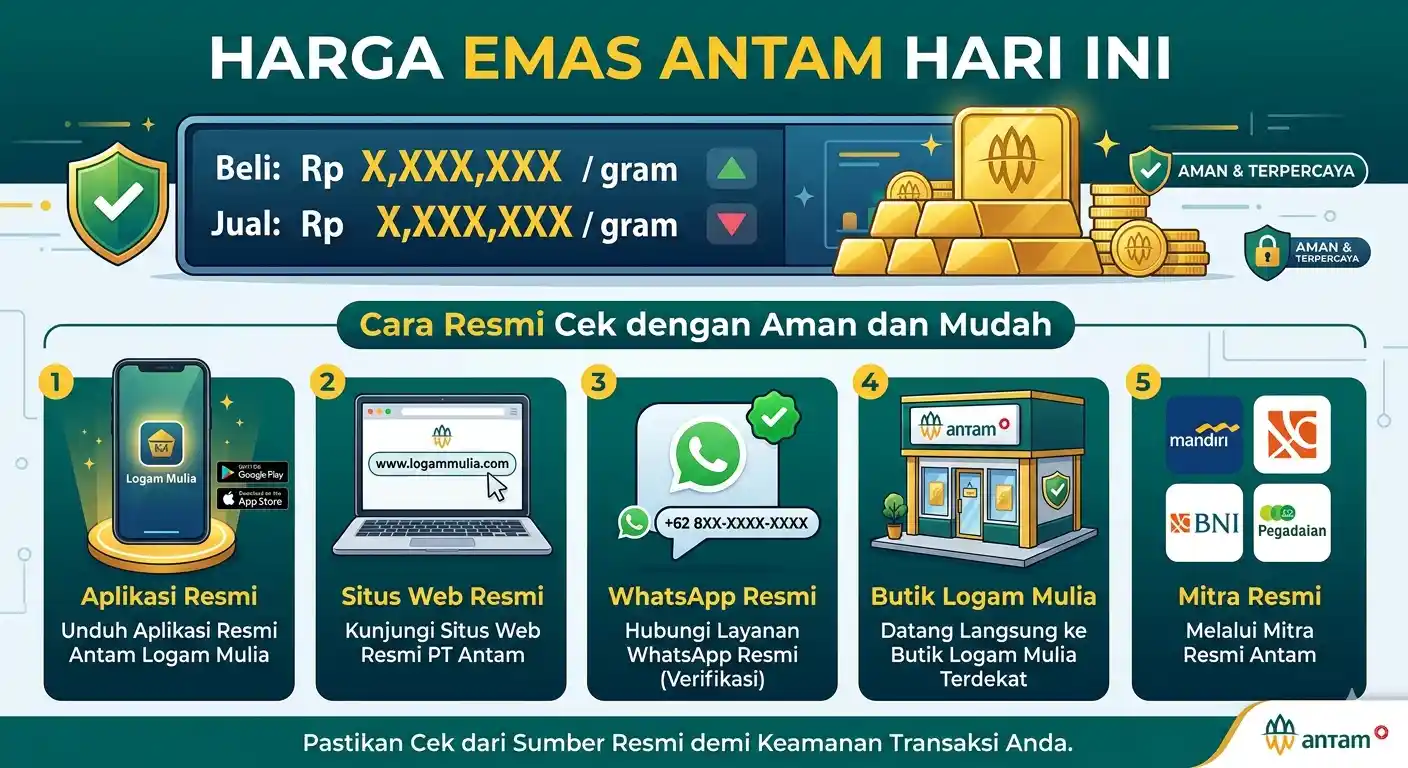 Harga Emas Antam Hari Ini, Ini Cara Resmi Cek dengan Aman dan Mudah
